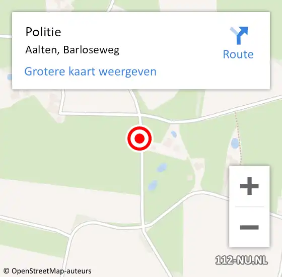 Locatie op kaart van de 112 melding: Politie Aalten, Barloseweg op 15 mei 2019 15:15