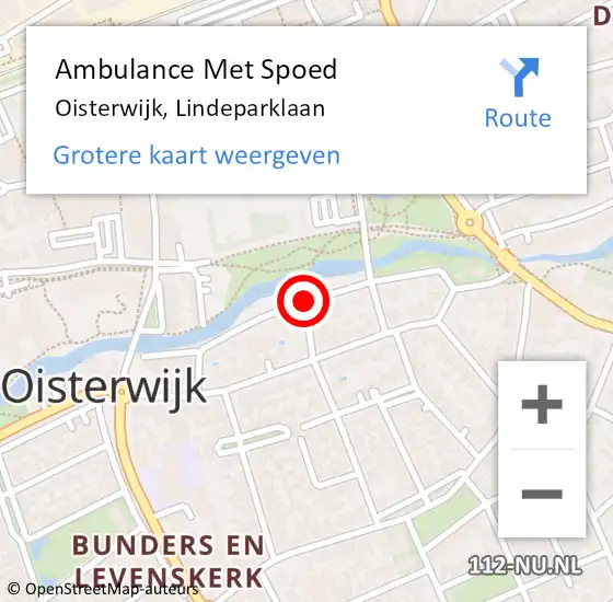 Locatie op kaart van de 112 melding: Ambulance Met Spoed Naar Oisterwijk, Lindeparklaan op 15 mei 2019 15:31