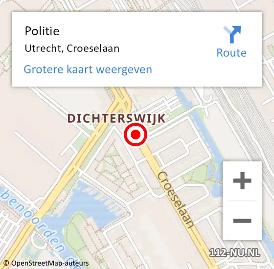 Locatie op kaart van de 112 melding: Politie Utrecht, Croeselaan op 15 mei 2019 15:36