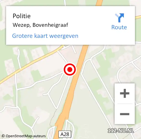 Locatie op kaart van de 112 melding: Politie Wezep, Bovenheigraaf op 15 mei 2019 16:41