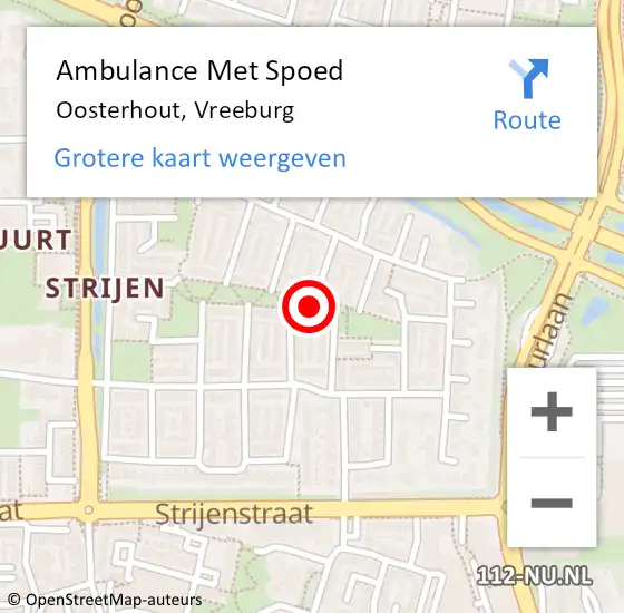 Locatie op kaart van de 112 melding: Ambulance Met Spoed Naar Oosterhout, Vreeburg op 15 mei 2019 17:19