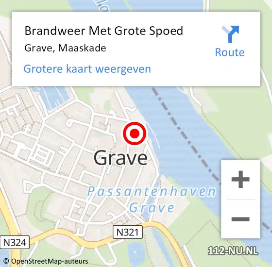 Locatie op kaart van de 112 melding: Brandweer Met Grote Spoed Naar Grave, Maaskade op 15 mei 2019 19:28