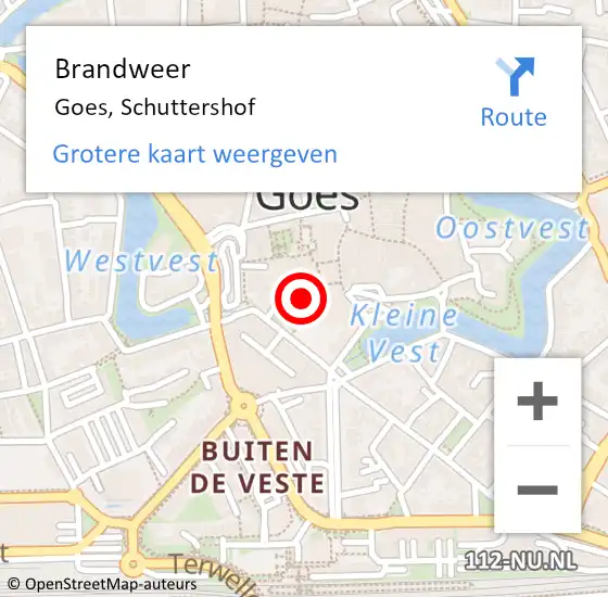 Locatie op kaart van de 112 melding: Brandweer Goes, Schuttershof op 15 mei 2019 19:30