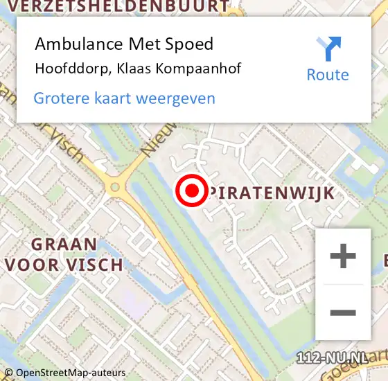 Locatie op kaart van de 112 melding: Ambulance Met Spoed Naar Hoofddorp, Klaas Kompaanhof op 15 mei 2019 19:31