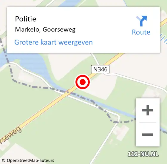Locatie op kaart van de 112 melding: Politie Markelo, Goorseweg op 15 mei 2019 19:49