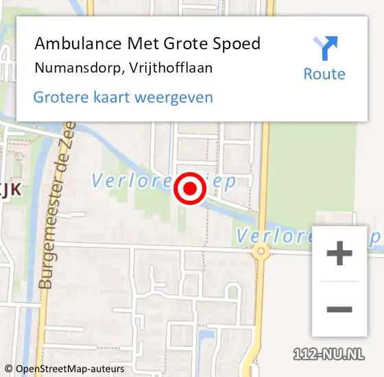 Locatie op kaart van de 112 melding: Ambulance Met Grote Spoed Naar Numansdorp, Vrijthofflaan op 15 mei 2019 20:49