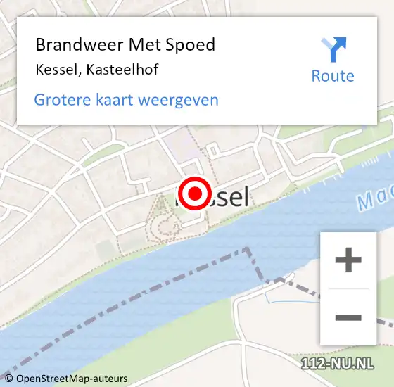 Locatie op kaart van de 112 melding: Brandweer Met Spoed Naar Kessel, Kasteelhof op 15 mei 2019 22:57