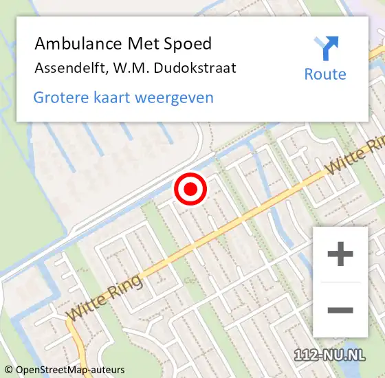 Locatie op kaart van de 112 melding: Ambulance Met Spoed Naar Assendelft, W.M. Dudokstraat op 15 mei 2019 23:24