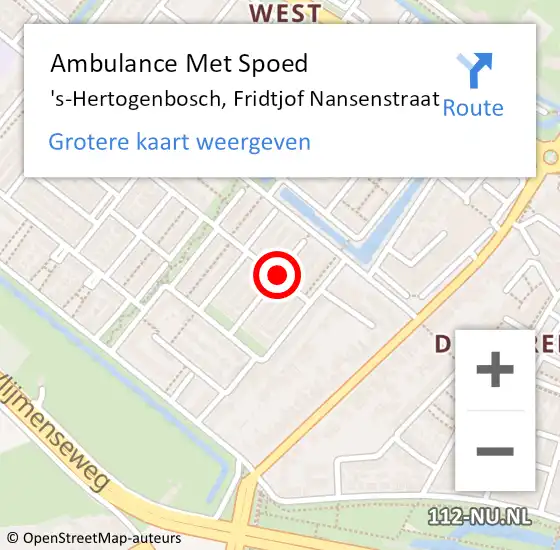 Locatie op kaart van de 112 melding: Ambulance Met Spoed Naar 's-Hertogenbosch, Fridtjof Nansenstraat op 16 mei 2019 01:11