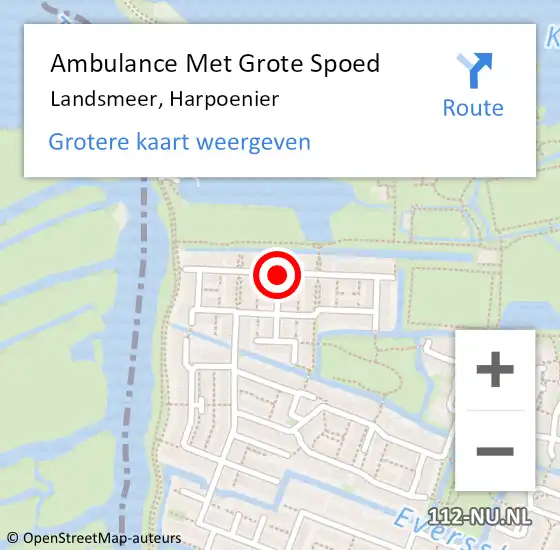 Locatie op kaart van de 112 melding: Ambulance Met Grote Spoed Naar Landsmeer, Harpoenier op 16 mei 2019 02:20