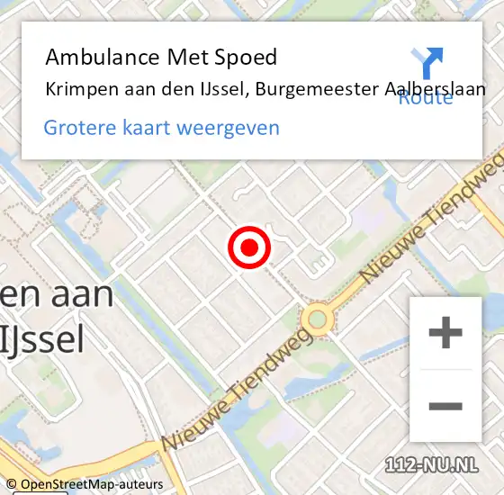 Locatie op kaart van de 112 melding: Ambulance Met Spoed Naar Krimpen aan den IJssel, Burgemeester Aalberslaan op 16 mei 2019 08:23