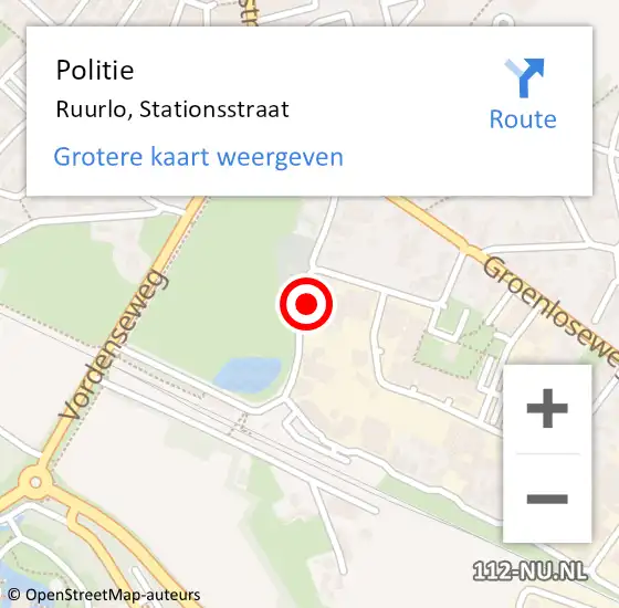 Locatie op kaart van de 112 melding: Politie Ruurlo, Stationsstraat op 16 mei 2019 08:37