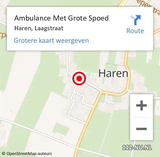 Locatie op kaart van de 112 melding: Ambulance Met Grote Spoed Naar Haren, Laagstraat op 16 mei 2019 08:45