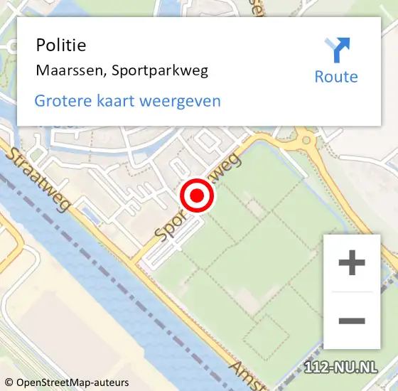 Locatie op kaart van de 112 melding: Politie Maarssen, Sportparkweg op 16 mei 2019 09:40