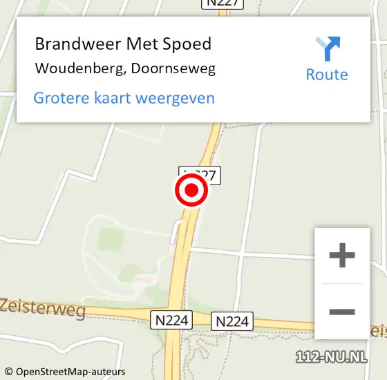 Locatie op kaart van de 112 melding: Brandweer Met Spoed Naar Woudenberg, Doornseweg op 16 mei 2019 09:43