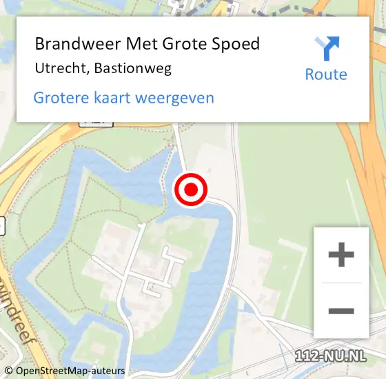 Locatie op kaart van de 112 melding: Brandweer Met Grote Spoed Naar Utrecht, Bastionweg op 16 mei 2019 10:26