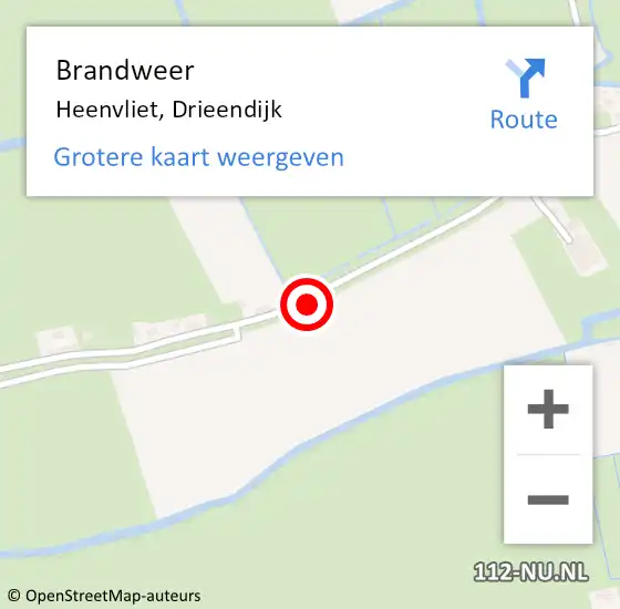 Locatie op kaart van de 112 melding: Brandweer Heenvliet, Drieendijk op 16 mei 2019 12:05