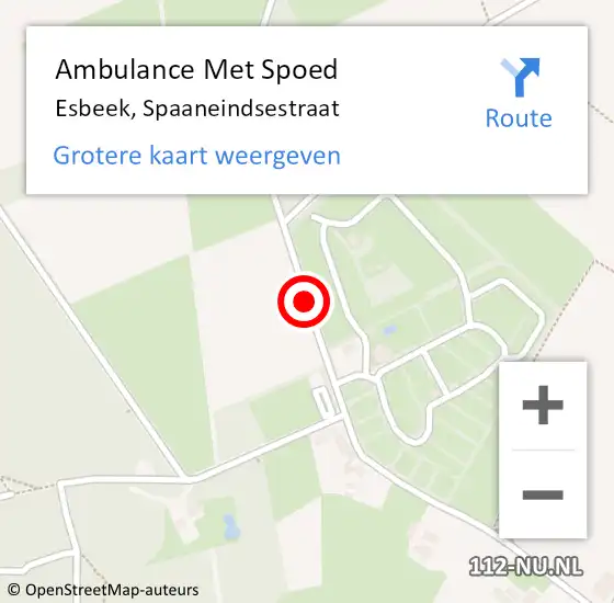 Locatie op kaart van de 112 melding: Ambulance Met Spoed Naar Esbeek, Spaaneindsestraat op 16 mei 2019 12:20