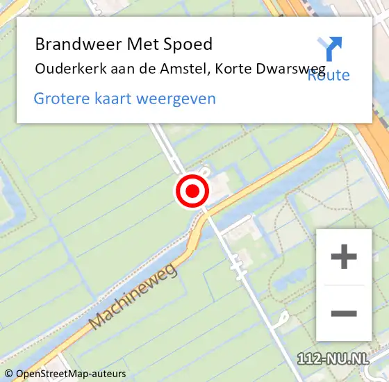 Locatie op kaart van de 112 melding: Brandweer Met Spoed Naar Ouderkerk aan de Amstel, Korte Dwarsweg op 16 mei 2019 12:41