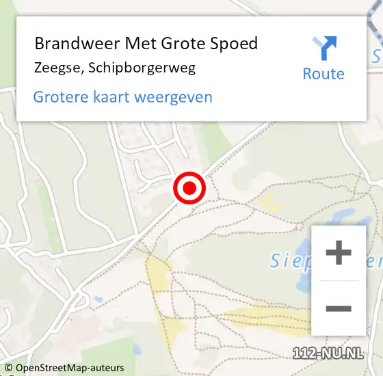 Locatie op kaart van de 112 melding: Brandweer Met Grote Spoed Naar Zeegse, Schipborgerweg op 16 mei 2019 12:44