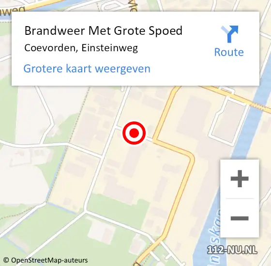 Locatie op kaart van de 112 melding: Brandweer Met Grote Spoed Naar Coevorden, Einsteinweg op 16 mei 2019 13:01