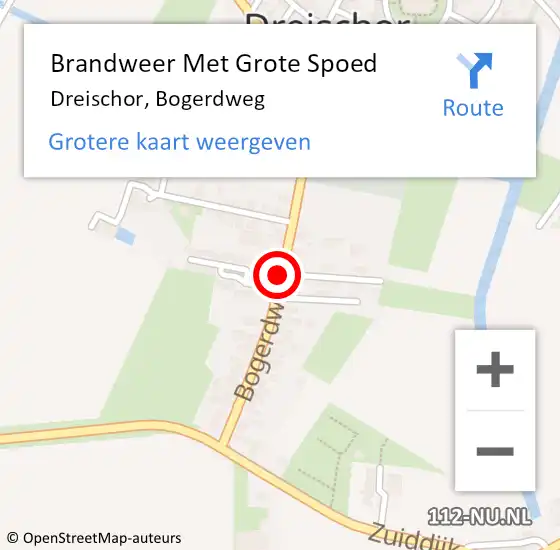 Locatie op kaart van de 112 melding: Brandweer Met Grote Spoed Naar Dreischor, Bogerdweg op 16 mei 2019 13:24