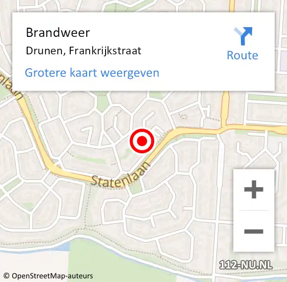 Locatie op kaart van de 112 melding: Brandweer Drunen, Frankrijkstraat op 16 mei 2019 14:38