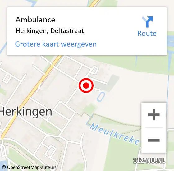 Locatie op kaart van de 112 melding: Ambulance Herkingen, Deltastraat op 16 mei 2019 15:15