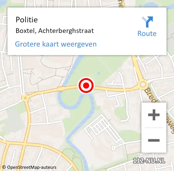 Locatie op kaart van de 112 melding: Politie Boxtel, Achterberghstraat op 16 mei 2019 16:09