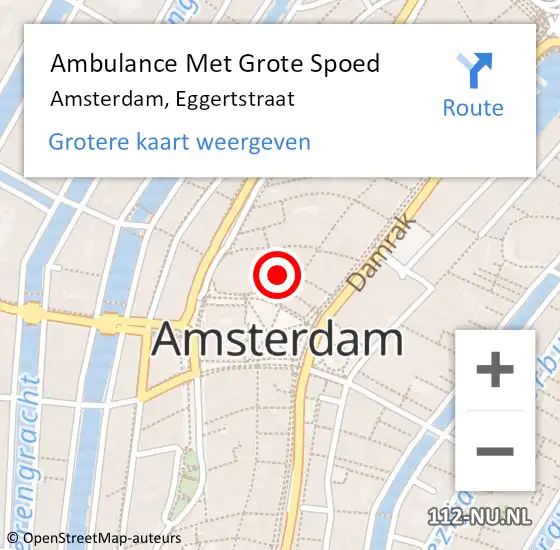 Locatie op kaart van de 112 melding: Ambulance Met Grote Spoed Naar Amsterdam, Eggertstraat op 16 mei 2019 16:32