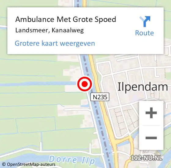 Locatie op kaart van de 112 melding: Ambulance Met Grote Spoed Naar Landsmeer, Kanaalweg op 16 mei 2019 16:32