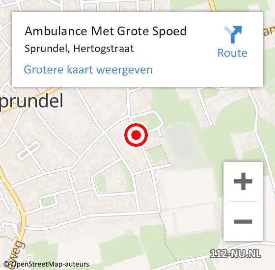 Locatie op kaart van de 112 melding: Ambulance Met Grote Spoed Naar Sprundel, Hertogstraat op 16 mei 2019 16:58