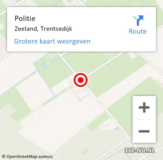 Locatie op kaart van de 112 melding: Politie Zeeland, Trentsedijk op 16 mei 2019 17:57