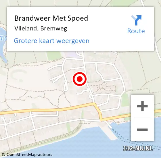 Locatie op kaart van de 112 melding: Brandweer Met Spoed Naar Vlieland, Bremweg op 16 mei 2019 18:21