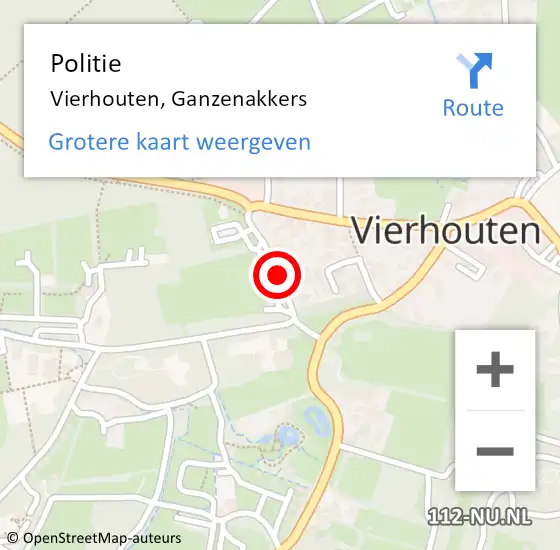 Locatie op kaart van de 112 melding: Politie Vierhouten, Ganzenakkers op 16 mei 2019 18:34