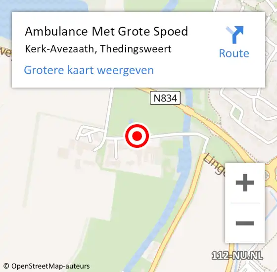 Locatie op kaart van de 112 melding: Ambulance Met Grote Spoed Naar Kerk-Avezaath, Thedingsweert op 16 mei 2019 18:59