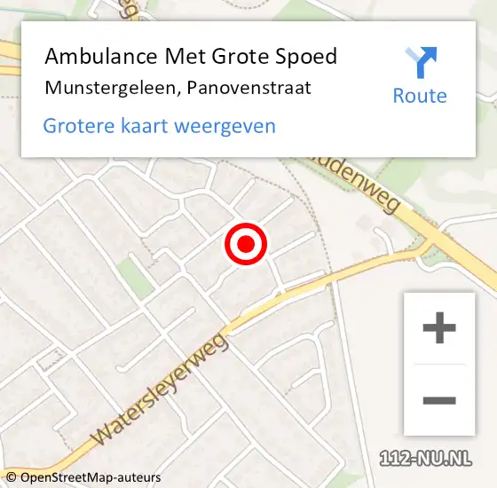 Locatie op kaart van de 112 melding: Ambulance Met Grote Spoed Naar Munstergeleen, Panovenstraat op 1 april 2014 13:55