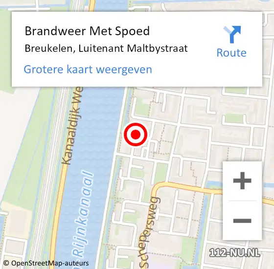 Locatie op kaart van de 112 melding: Brandweer Met Spoed Naar Breukelen, Luitenant Maltbystraat op 16 mei 2019 19:47