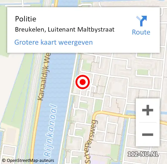 Locatie op kaart van de 112 melding: Politie Breukelen, Luitenant Maltbystraat op 16 mei 2019 19:49