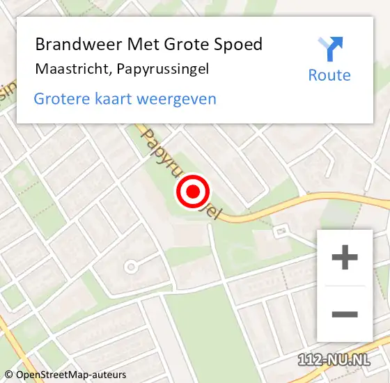 Locatie op kaart van de 112 melding: Brandweer Met Grote Spoed Naar Maastricht, Papyrussingel op 16 mei 2019 19:58