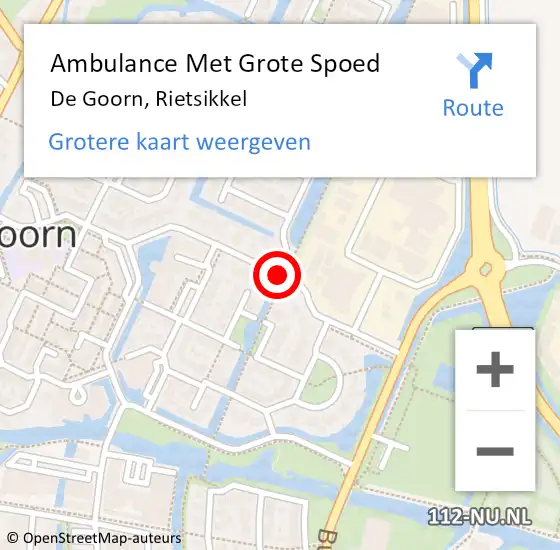 Locatie op kaart van de 112 melding: Ambulance Met Grote Spoed Naar De Goorn, Rietsikkel op 16 mei 2019 21:22