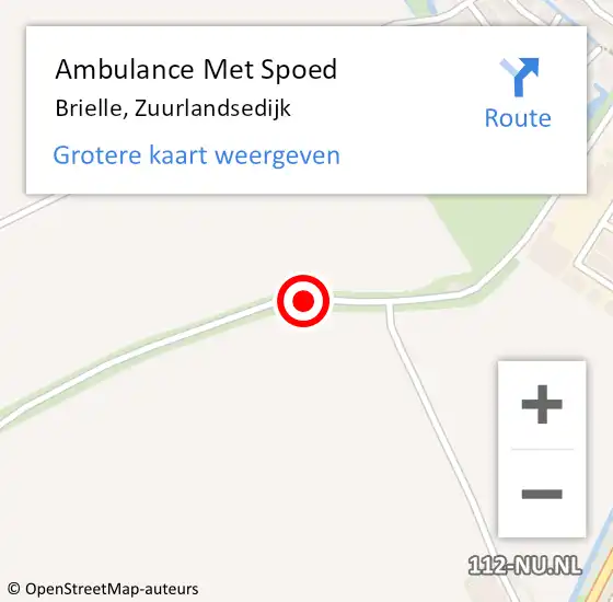 Locatie op kaart van de 112 melding: Ambulance Met Spoed Naar Brielle, Zuurlandsedijk op 16 mei 2019 21:58