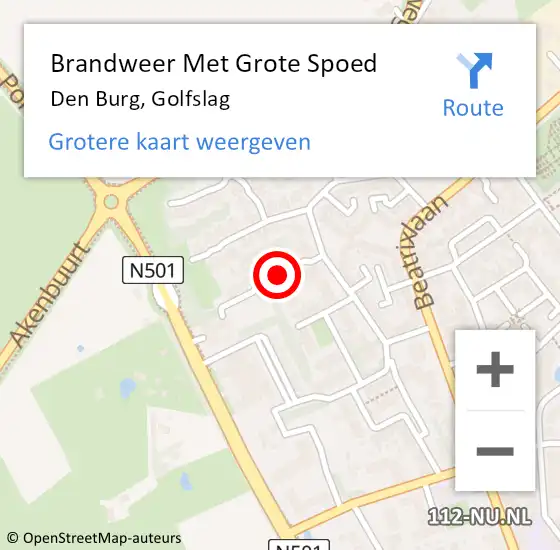 Locatie op kaart van de 112 melding: Brandweer Met Grote Spoed Naar Den Burg, Golfslag op 16 mei 2019 22:06