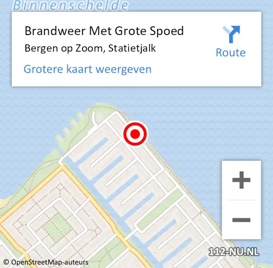 Locatie op kaart van de 112 melding: Brandweer Met Grote Spoed Naar Bergen op Zoom, Statietjalk op 16 mei 2019 22:20