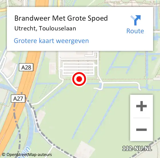 Locatie op kaart van de 112 melding: Brandweer Met Grote Spoed Naar Utrecht, Toulouselaan op 16 mei 2019 23:23