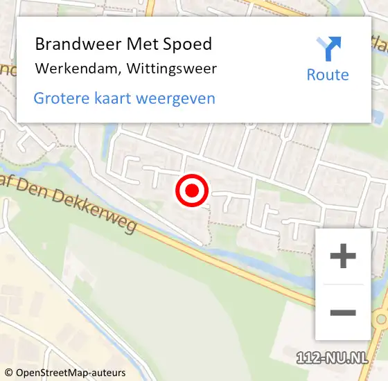 Locatie op kaart van de 112 melding: Brandweer Met Spoed Naar Werkendam, Wittingsweer op 17 mei 2019 00:41