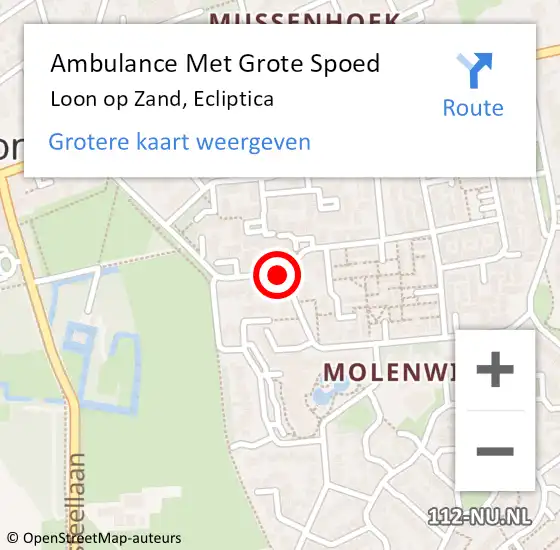 Locatie op kaart van de 112 melding: Ambulance Met Grote Spoed Naar Loon op Zand, Ecliptica op 17 mei 2019 03:23