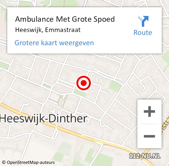 Locatie op kaart van de 112 melding: Ambulance Met Grote Spoed Naar Heeswijk, Emmastraat op 17 mei 2019 04:03