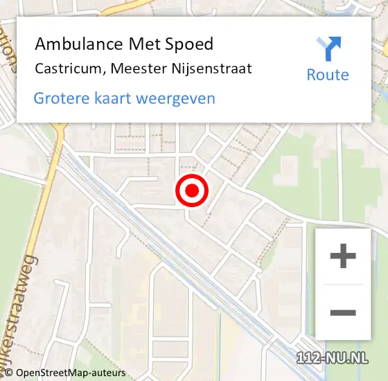 Locatie op kaart van de 112 melding: Ambulance Met Spoed Naar Castricum, Meester Nijsenstraat op 17 mei 2019 05:06