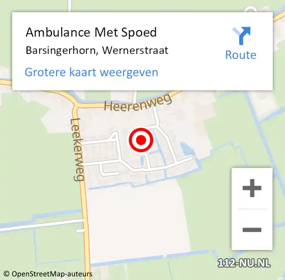 Locatie op kaart van de 112 melding: Ambulance Met Spoed Naar Barsingerhorn, Wernerstraat op 17 mei 2019 06:10